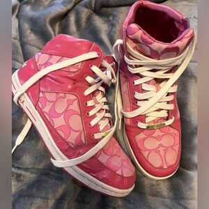 Women’s Coach Pink High-Top Sneakers..size 9.  Pretty 😍